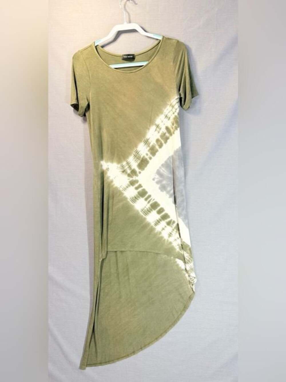 Rae Mode Olive Green Chevron Tie Dye High Low Tunic Tee Dress Size  Medium